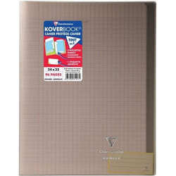 CLAIREFONTAINE - Cahier piqûre KOVERBOOK - 24 x 32 - 96 pages Seyès - Couverture Polypro translucide - Marron