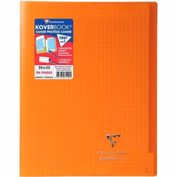 CLAIREFONTAINE - Cahier piqûre KOVERBOOK - 24 x 32 - 96 pages Seyès - Couverture Polypro translucide - Orange