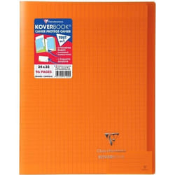 CLAIREFONTAINE - Cahier piqûre KOVERBOOK - 24 x 32 - 96 pages Seyès - Couverture Polypro translucide - Orange