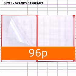 Cahier Koverbook 24x32 grands carreaux polypro rouge avec marque-pages