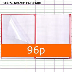 Cahier Koverbook 24x32 grands carreaux polypro rouge avec marque-pages