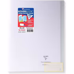 CLAIREFONTAINE - Cahier piqûre KOVERBOOK - 24 x 32 - 96 pages Seyès - Couverture Polypro translucide - Incolore
