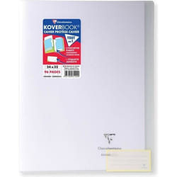 CLAIREFONTAINE - Cahier piqûre KOVERBOOK - 24 x 32 - 96 pages Seyès - Couverture Polypro translucide - Incolore