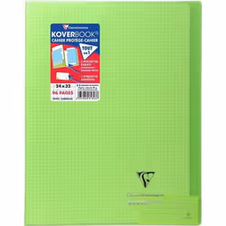 CLAIREFONTAINE Koverbook Cahier piqure 96 pages avec rabats - 240 x 320 mm - 5 x 5 papier PEFC 90 g - Vert