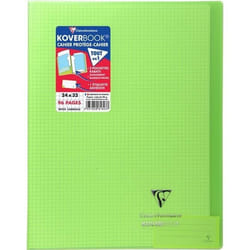 CLAIREFONTAINE Koverbook Cahier piqure 96 pages avec rabats - 240 x 320 mm - 5 x 5 papier PEFC 90 g - Vert