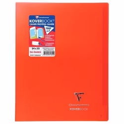 CLAIREFONTAINE Koverbook Cahier piqure 96 pages avec rabats - 240 x 320 mm - 5 x 5 papier PEFC 90 g - Rouge