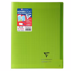 CLAIREFONTAINE Koverbook Cahier piqure 48 pages avec rabats - 240 x 320 mm - Seyes papier PEFC 90 g - Vert