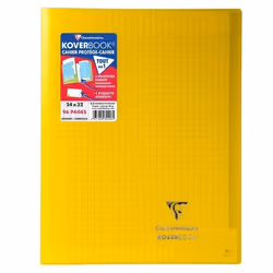 CLAIREFONTAINE Koverbook Cahier piqure 48 pages avec rabats - 240 x 320 mm - Seyes papier PEFC 90 g - Jaune