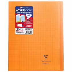 Cahier - Koverbook - 24x32 cm - 48 pages - Grands carreaux - Couverture PP transparente