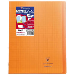 Cahier - Koverbook - 24x32 cm - 48 pages - Grands carreaux - Couverture PP transparente