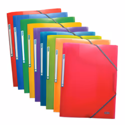 Elba Chemise Elastique School, A4, Polypropylène (PP), Bleu, Vert, Orange, Violet, Rouge, Jaune, Portrait, Organisateur de bu ...