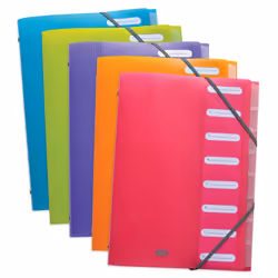 Elba Trieur School Life A4 8P PP Assorti, A4, Polypropylène (PP), Bleu, Vert, Orange, Rose, Violet, Portrait, 8 pochettes, Fe ...