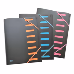 Elba Trieur Extensible Student A4, A4, Polypropylène (PP), Noir, Bleu, Orange, Rose, Portrait, 8 pochettes, Organisateur de b ...