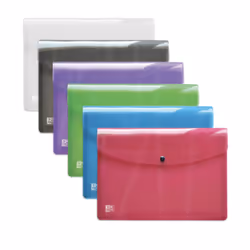 Oxford 400031405, Envelope folder, A4, Polypropylène (PP), Bleu, Vert, Gris, Rose, Violet, Transparent, Paysage, 1 pochettes
