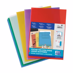Oxford 100206590, Envelope folder, A4, Polypropylène (PP), Bleu, Vert, Violet, Rouge, Transparent, Jaune, Paysage/portrait, 2 ...