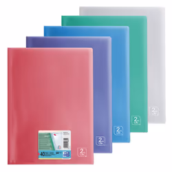 Oxford 400059343, Bleu, Vert, Rose, Violet, Transparent, Polypropylène (PP), 40 pochettes, 80 feuilles, Paysage, A4