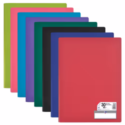 Oxford 400085554, Noir, Bleu, Vert, Rose, Violet, Rouge, Turquoise, Polypropylène (PP), 30 pochettes, A4, France, 316 mm