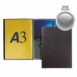 Favorit 400136593, Noir, Polypropylène (PP), 20 pochettes, Portrait, A3, 420 mm