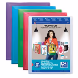 Oxford 100211078, Porte-documents, A4, Polypropylène (PP), Bleu, Vert, Violet, Rouge, Transparent, Paysage/portrait, 80 poche ...
