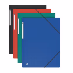 Oxford 100201087, Porte-documents, A3, Polypropylène (PP), Noir, Bleu, Vert, Rouge, 150 feuilles, Elastique