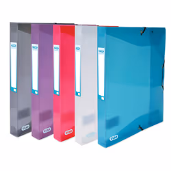 Elba Boite Hawai 24X32 Dos 25mm, 200 feuilles, Bleu, Gris, Rose, Violet, Translucide, Plastique, A4, 2,5 cm