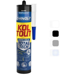 Colle de fixation et d'étanchéité - cyanolit - Total tech - Blanc - Cartouche 290 ml - Multi-matériaux - Étanche et flexibl