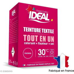 Kit complet teinture Ideal Tout en Un - Mini Rose fuchsia - 230 gr Kit teinture Idéal out en 1 format Mini (230 gr) pour textile