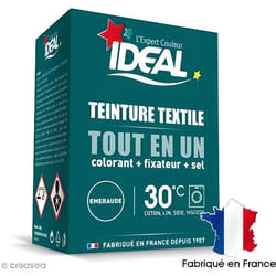Kit complet teinture Ideal Tout en Un - Mini Vert émeraude - 230 gr Kit teinture Idéal out en 1 format Mini (230 gr) pour textile