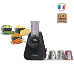 MOULINEX DJ77EN10 Eco Respect Coupe-legumes, 3 cones eminceur, rape, mandoline, Design ecologique, Fabrique en France