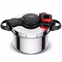La cocotte-minute Clipso Now de Seb P4620750, dotée d'un assistant de cuisson intégré, d'un couvercle facile à utiliser et de ...