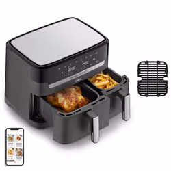 Tefal Dual Easy Fry & Grill EY905B10, Friteuse d’air chaud, 8,3 L, Chine, Double, Gris, Tactile