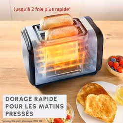 Moulinex LT5S0DE0 grille-pain 7 2 part(s) 1200 W Noir, Acier inoxydable