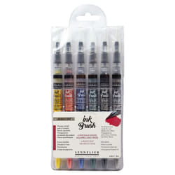 6 pinceaux encre aquarellable - Couleurs irisées - Ink brush