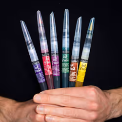 6 pinceaux encre aquarellable - Couleurs irisées - Ink brush