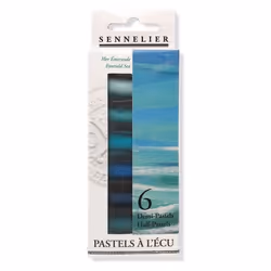 Etui de 6 demi pastels à lécu Sennelier coloris mer émeraude