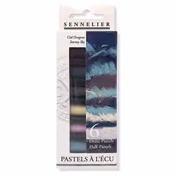Etui de 6 demi pastels à lécu Sennelier coloris ciel orageux