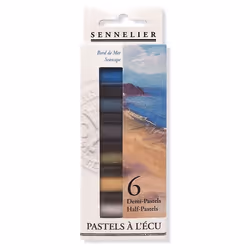 Etui de 6 demi pastels à lécu Sennelier coloris bord de mer