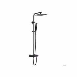 Edouard Rousseau – Colonne de Douche Thermostatique DELPHINO Carré – Douchette 1 Jet – Flexible 150 m – Noir