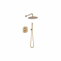 Adoptez un style épuré avec l’ensemble de douche mural encastré WALL en laiton brossé. Caractéristiques : Tête de douche : re ...
