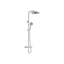 Colonne de douche avec mitigeur thermostatique - Edouard Rousseau - Hoop - Chrome - Douche de tête ronde - Douchette à main