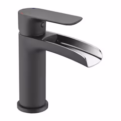 mitigeur lavabo, a effet cascade. Modele HUTT. Montage avec écrou de serrage rapide a la main. Vidage a fermeture facile 'Cli ...