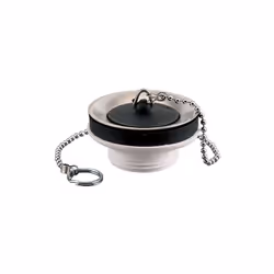 Bonde lavabo à bouchon et chaînette Cette bonde en plastique pour lavabo, équipée d’un bouchon noir et d’une chaînette, appor ...