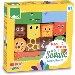 Jeux d'éveil cubes sonores Vilac Savane
