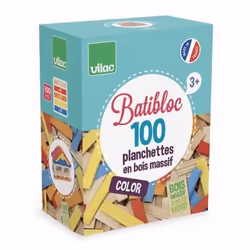 Jeu de construction VILAC Batibloc color - 100 planchettes en bois massif colorées