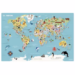 Puzzle en bois de 86 pièces : Carte du Monde magnétique par Ingela P. Arrhenius