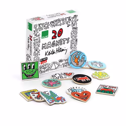 Coffret de 20 magnets en bois Keith Haring - Multicolore - L 16 x H 4 x l 16 cm