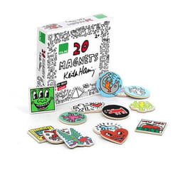 Coffret de 20 magnets en bois Keith Haring - Multicolore - L 16 x H 4 x l 16 cm