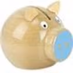 Tirelire cochon en bois naturel bleu Vilac Bleu