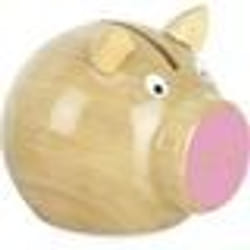 Tirelire cochon en bois naturel rose Vilac Rose