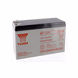 Batterie Plomb Yuasa 12V 7Ah NP7-12FR Désignation : Ignifugée, résistante à la chaleur pour une utilisation dans des conditio ...